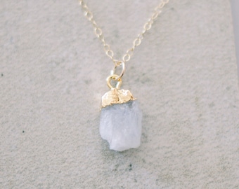 Raw Moonstone Necklace•June Birthstone Necklace•Minimalist Jewelry gift• Gift for her• crystal birthstone necklace• New Beginnings Necklace•