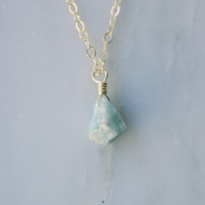 Larimar Necklace Pendant • Natural Larimar Layering Necklace • Raw Boho Necklace • Healing Crystal Necklace • Natural Raw Crystal Necklace •