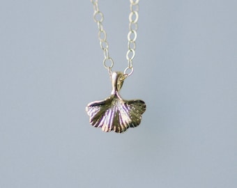 Gold Leaf Necklace • Gold Ginkgo Leaf Charm Necklace • Gingko Charm Necklace • Ginkgo Leaf Pendant • Ginkgo Pendant Necklace • gift for her