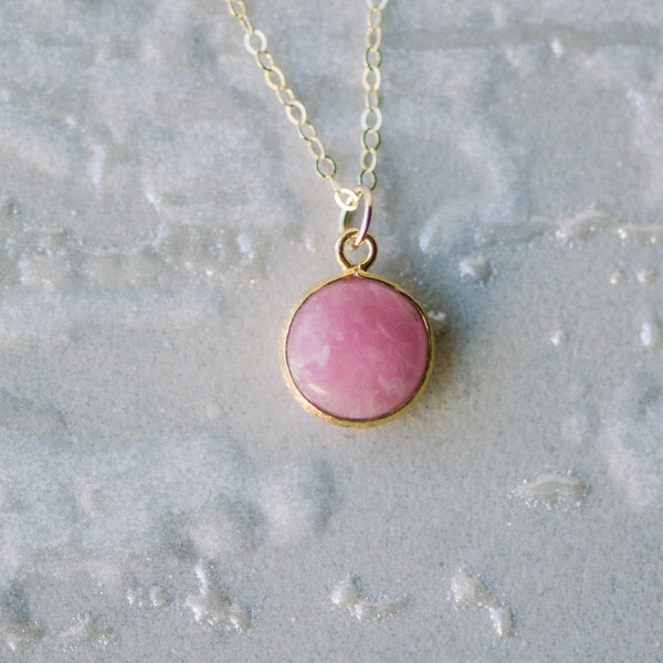 Collier Rhodochrosite • Pendentif rhodochrosite rose • Collier en cristal de guérison • Cadeau de Noël pour elle • Collier Rhodochrosite délicat •