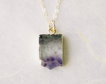 Amethyst Necklace for Women • amethyst gift for her • amethyst anniversary year • raw amethyst crystal necklace • amethyst necklace gold •