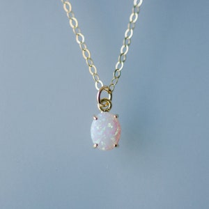 Opal Jewelry Necklace Gold • October opal birthstone • Dainty Opal Stone Necklace • October Birthday Gift • Tiny Opal Stone Gold Necklace