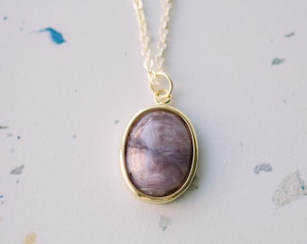 Charoite Necklace / Purple Stone Necklace /charoite crystal necklace /Purple gemstone necklace /Purple Charoite Stone Necklace /gift for her