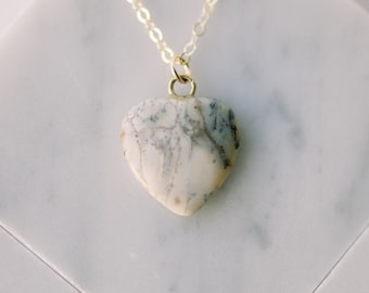 Jasper Heart Stone • ocean jasper heart • Natural Gemstone Necklace • heart shaped gemstone necklaces • gift for her • Gold jasper necklace