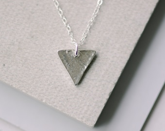 Hammered Triangle Necklace •Silver Triangle Necklace •Tiny Floating Triangle Necklace •Sterling Silver Triangle •Triangle Geometric Necklace