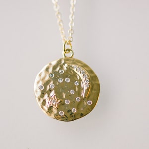 Moon and Star Necklace / Moon Necklace Jewelry / Crescent Moon and Star / gold coin necklace pendant / necklaces for women / gift for her