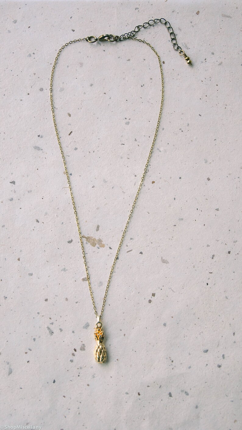 PINEAPPLE NECKLACE  Gold Pineapple Charm Necklace  pineapple necklace charm  gold pineapple pendant  gold pineapple necklace