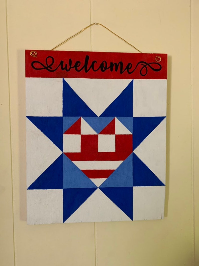 Door Hanger Free Shipping Patriotic Barn Quilt Door Hanger Patriotic Door Hanger Americana Flag Barn Quilt Door Hanger Flag Barn Quilt