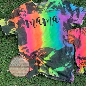 Reversed Tie Dye Mama Shirt, Reverse Tie Dye Shirt, Bleached Shirt, Tie Dye Shirt, Mama Shirt, Tie Dyed Mama Shirt, Custom Tie Dye Shirt