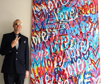 Chris Riggs original love modern spray painting street art contemporary NYC