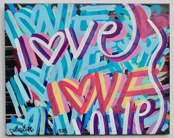 16 x 20 inches Love street art graffiti painting free shipping contemporary modern pop art spray paint design original Chris Riggs