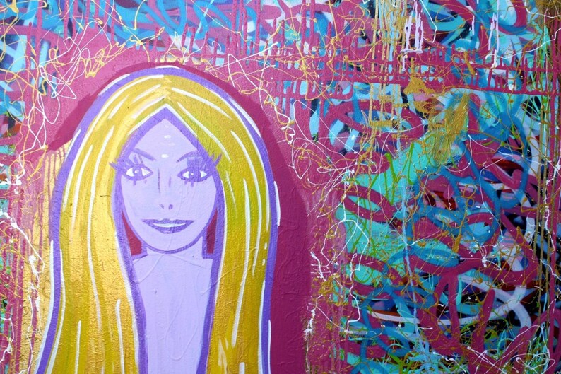 Chris Riggs Original Abstract Purple Portrait Painting Canvas - Etsy