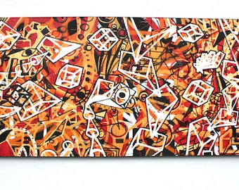 Chris Riggs original abstract painting canvas modern contemporary fine street art orange shapes cubism cubes NYC