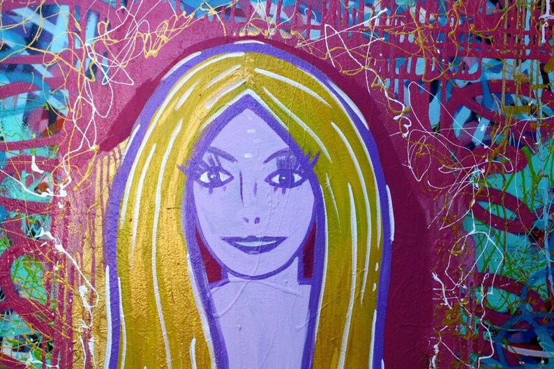 Chris Riggs Original Abstract Purple Portrait Painting Canvas - Etsy