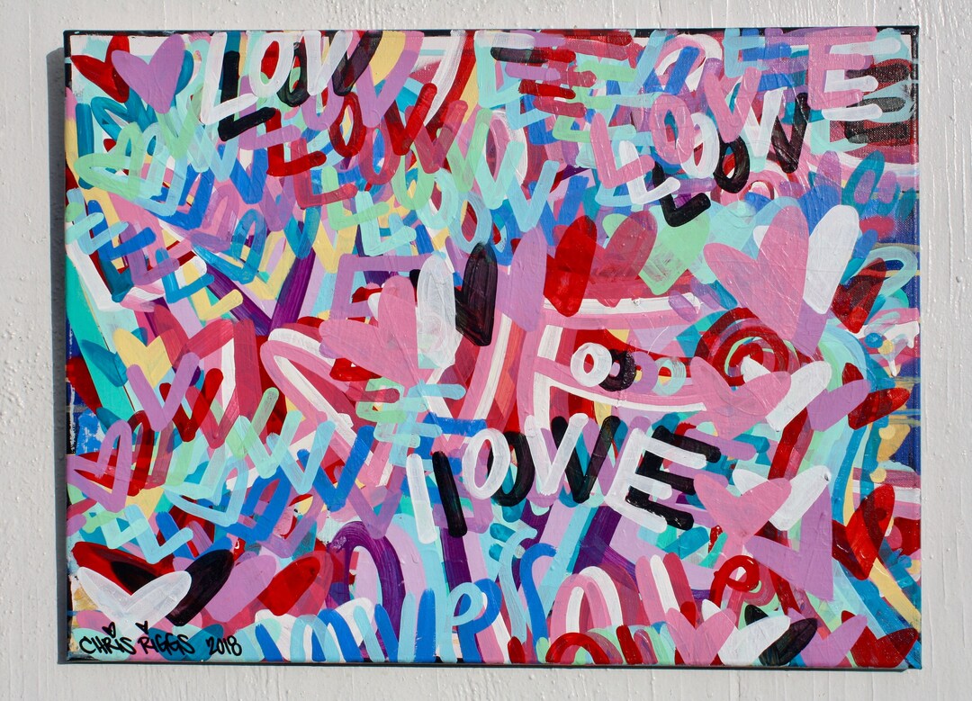 24 X 18 Inches Love Street Art Graffiti Painting Free Shipping Contemporary Modern Pop Art Spray