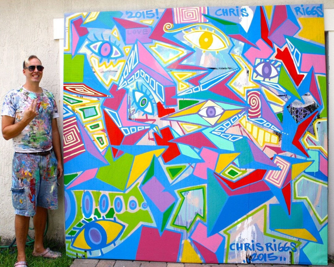 Chris Riggs Big Giant Huge Abstract Cubism Urban Painting Canvas Modern ...