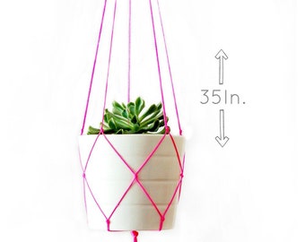 MACRAME PLANT HANGER || Simple Thin Modern || 35 Inches Long