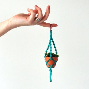 MINI PLANT HANGER || 10 Inches || Macrame Rearview Mirror Charm || Christmas Tree Decoration || Many Colors to Choose!