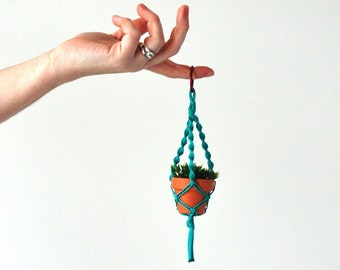 MINI PLANT HANGER || 10 Inches || Macrame Rearview Mirror Charm || Christmas Tree Decoration || Many Colors to Choose!