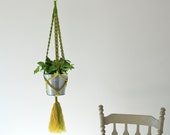 MACRAME PLANT HANGER Hanging Planter Gold and Lime Handmade in Canada