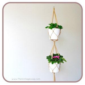 double MACRAME PLANT HANGER // Double Hanging Planter // simple modern design