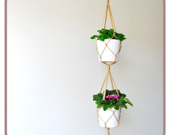 double MACRAME PLANT HANGER // Double Hanging Planter // simple modern design