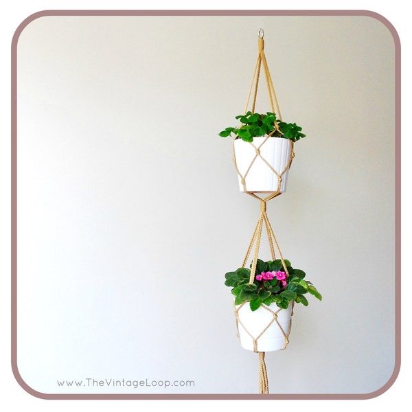 double MACRAME PLANT HANGER // Double Hanging Planter // simple modern design