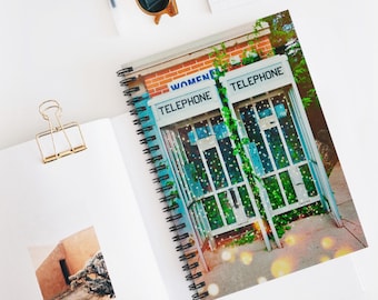 Spiral Lined Notebook with Original Photography - Fairy Dust Telephone Booths. Perfect for shopping lists, journals, poetry, notes, etc.