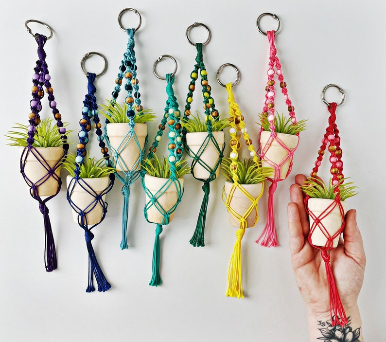 12 INCH PLANT HANGER Plant Lover Gifts Rearview Mirror Charm Boho Christmas Tree Decoration 8 Bright Colours to Choose image 1