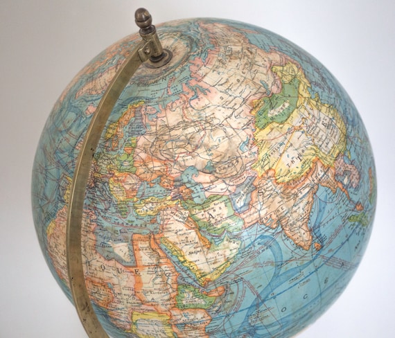1925 Antique Terrestrial Globe Mappemonde Forest - Etsy
