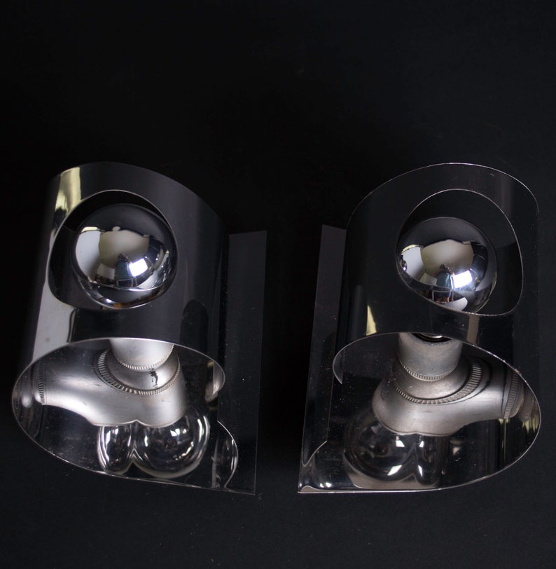 Pair Modern Sconces Aluminium in the manner of Max Sauze image 3