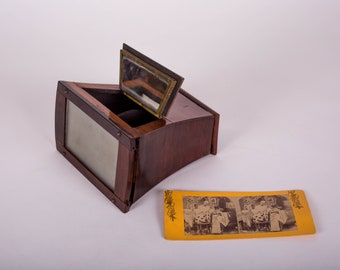 Antique French stereoscopic viewer mahogany 19th. PrevNext