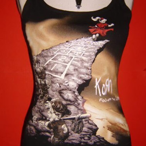 KORN diy girly tank top tee Nu Metal Follow The Leader t-shirt singlet  xs s m l xl