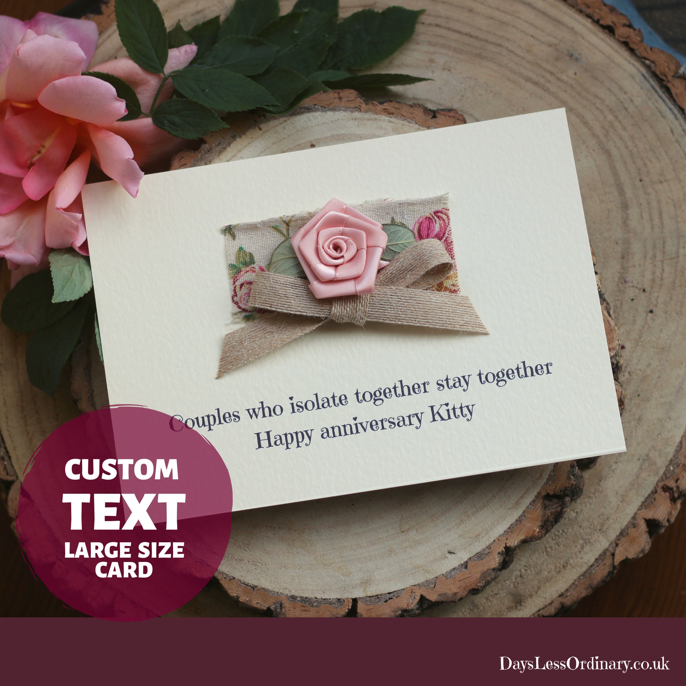 Wife Anniversary Card Handmade 4th Anniversary Card Linen