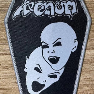 VENOM buried alive Coffin Shaped Woven patch heavy metal death black thrash speed grindcore crust doom cartoon novelty patches sew-on