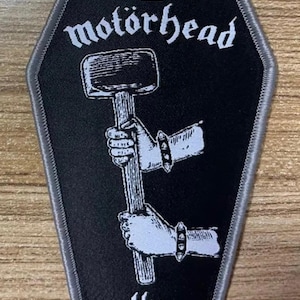 MOTORHEAD Hammer Coffin Shaped Woven patch heavy metal death black thrash speed grindcore crust doom cartoon novelty patches sew-on