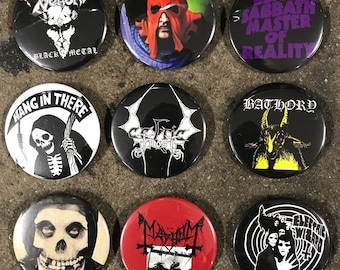 001-225 METAL 2.25 " BIG (round) Button, Pin, Badge Death Black Grind Speed Thrash Glam Heavy Hard Rock Southern punk crossover dbeat crust