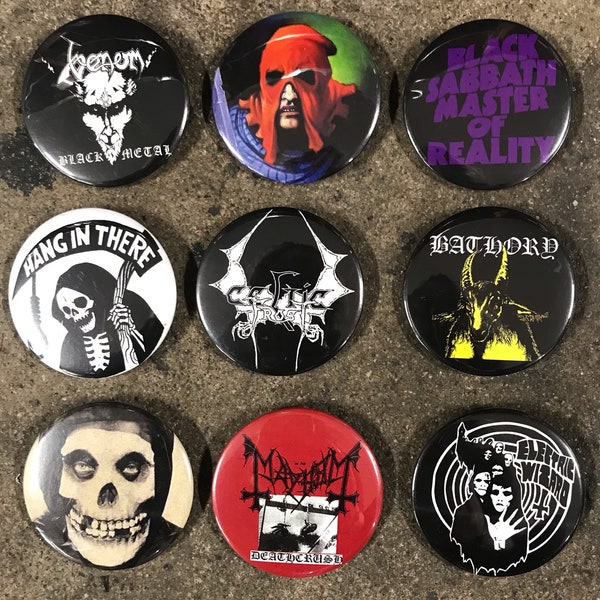 001-225 METAL 2.25 " BIG (round) Button, Pin, Badge Death Black Grind Speed Thrash Glam Heavy Hard Rock Southern punk crossover dbeat crust