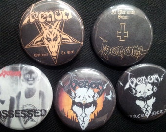 VENOM Button, Pin, Badge Set - Punk metal crust doom black death grind grindcore heavy gore horror cult cartoon novelty