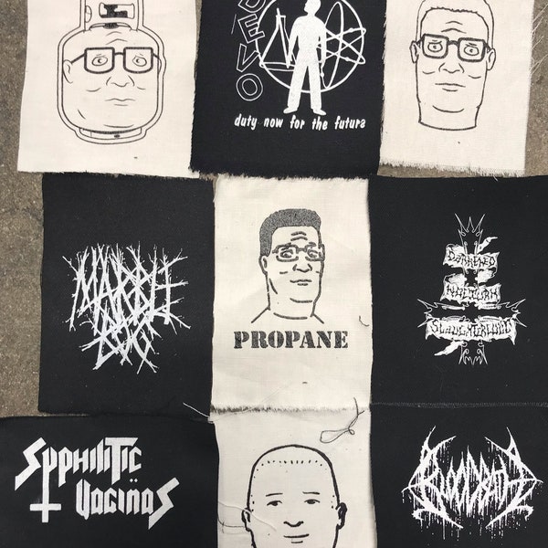 Punk metal crust doom black death grind grindcore heavy gore horror cult cartoon novelty patches sew-on DIY PS08 king of the hill hank bobby