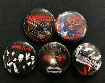 JUDAS PRIEST Button, Pin, Badge Set - Punk metal crust doom black death grind grindcore heavy gore horror cult cartoon novelty