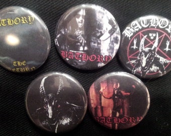 BATHORY Button, Pin, Badge Set - Punk metal crust doom black death grind grindcore heavy gore horror cult cartoon novelty