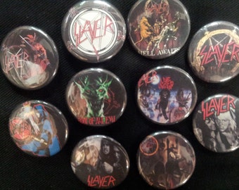 SLAYER Button, Pin, Badge Set - Punk metal crust doom black death grind grindcore heavy gore horror cult cartoon novelty