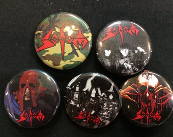 SODOM Button, Pin, Badge Set - Punk metal crust doom black death grind grindcore heavy gore horror cult cartoon novelty