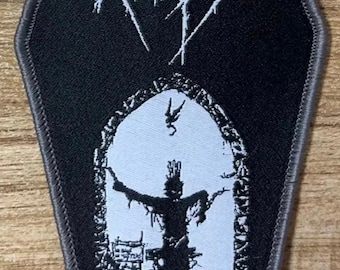Amebix No Gods Masters Coffin Shaped Woven Patch Heavy Metal Death