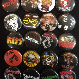 002 Glam Heavy Metal Hard Rock Southern Button, Pin, Badge