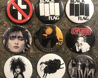 001-225 PUNK 2.25 " BIG (round) Button, Pin, Badge Death Black Grind Speed Thrash Glam Heavy Hard Rock Southern Metal crossover dbeat crust