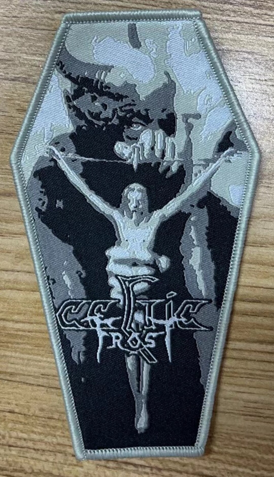 Celtic Frost to Mega Coffin Shaped Woven Patch Heavy Metal Death