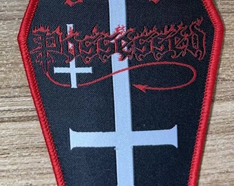 thumbnail image 2 of Possessed Death Thrash Metal Band Sew-on Patch – Inverted Cross Logo – Embroidered – Made In USA 2 of 6