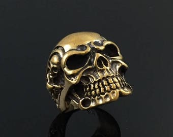 Bronze Skull Ring, Gothic Jewelry Ring, Bronze, Hand Made Steampunk Bronze Skull Jewelry, Contemporary Ring, Hipster Ring